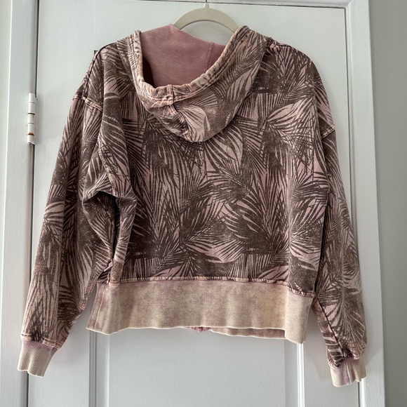 Joy Lab Pink Palm Cropped Zip Hoodie - Picture 4 of 9